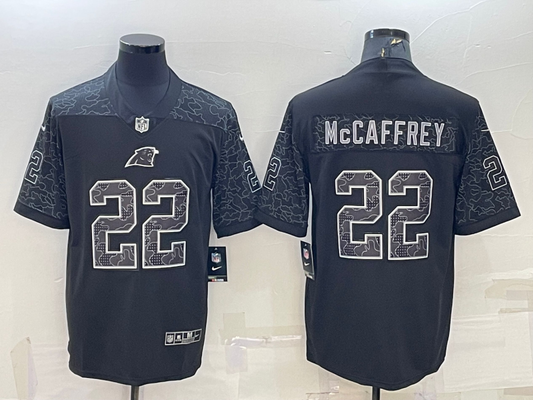 Men's Carolina Panthers Christian McCaffrey #22 Black RFLCTV Limited Jersey1