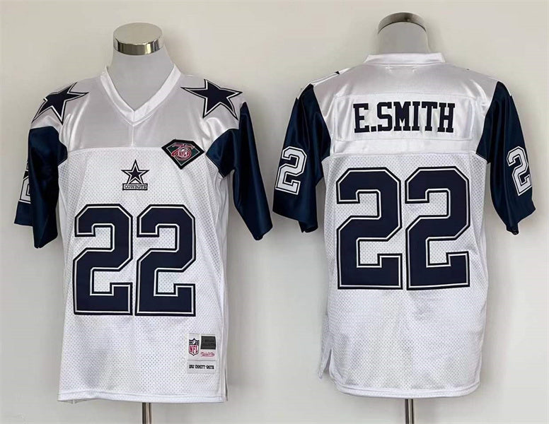 Emmitt Smith Dallas Cowboys Mitchell Ness White Legacy Replica Jersey - JerseysFreak