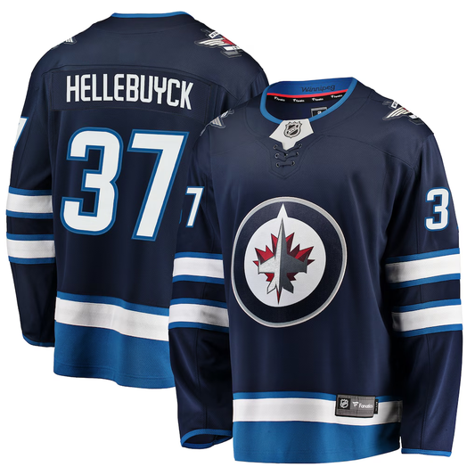 Men's Winnipeg Jets Connor Hellebuyck #37 Fanatics Navy Home Breakaway Player Jersey