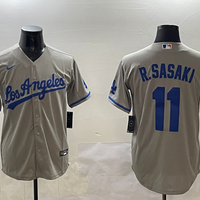 Men's Los Angeles Dodgers Roki Sasaki #11 Gray Alternate Replica Team Jersey1