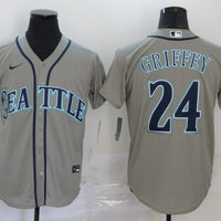Men's Seattle Mariners Ken Griffey Jr. #24 Gray Replica Baseball Jersey1
