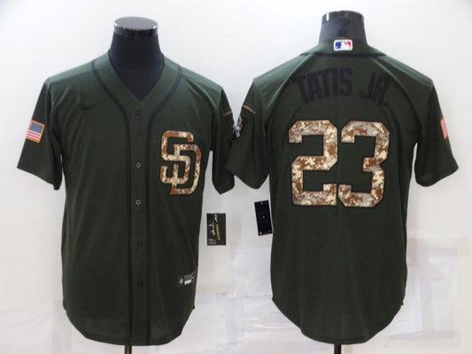 Men's San Diego Padres Fernando Tatis Jr. #23 Army Green Stitched Jersey1