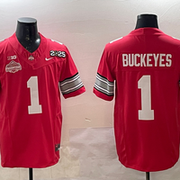 Men's Ohio State Buckeyes Quinshon Judkins Red 2025 CFP Final National Champions Patch F.U.S.E. Jersey