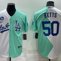 Men's Los Angeles Dodgers Mookie Betts #50 White/Green Replica Baseball Jersey1