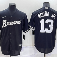 Men's Atlanta Braves Ronald Acuna Jr. #13 Black Replica Baseball Jersey1