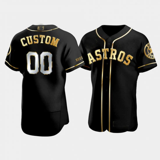 Men's Houston Astros Black Replica Player Custom Jersey1