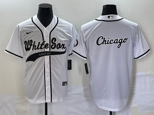 Men's Chicago White Sox White Replica Game Jersey1 Joint Edition