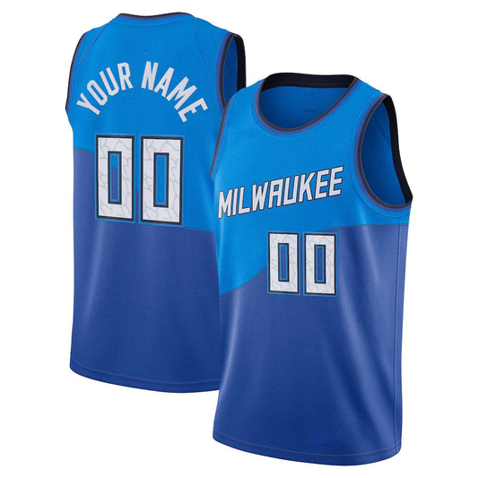 Men's Milwaukee Bucks Blue 2020/21 Custom Swingman Jersey1 - City Edition