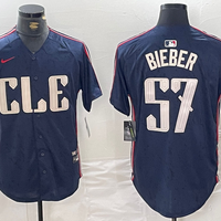 Men's Cleveland Guardians Shane Bieber #57 Navy 2024 City Connect Limited Jersey1
