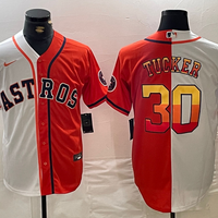Men's Houston Astros Kyle Tucker #30 White/Orange Replica Player Jersey1
