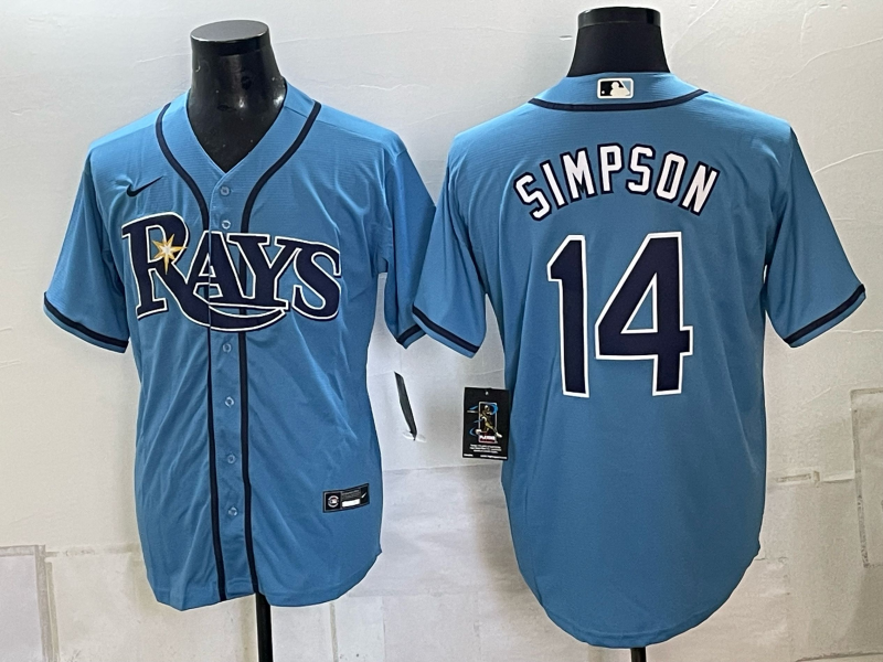 Men's Tampa Bay Rays Chandler Simpson #14 Blue Replica Jersey