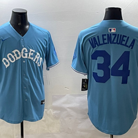 Men's Los Angeles Dodgers Fernando Valenzuela #34 Light Blue Replica Player Jersey1