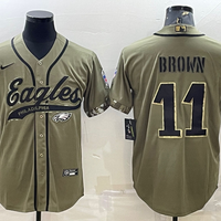 Men's Philadelphia Eagles A.J. Brown #11 Olive 2022 Salute To Service Limited Jersey1 Joint Edition