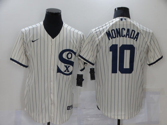 Men's Chicago White Sox Yoan Moncada #10 Beige Replica Baseball Jersey1
