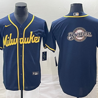 Men's Milwaukee Brewers Navy Replica Team Jersey1