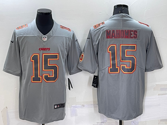 Men's Kansas City Chiefs Patrick Mahomes #15 Grey Game Jersey1