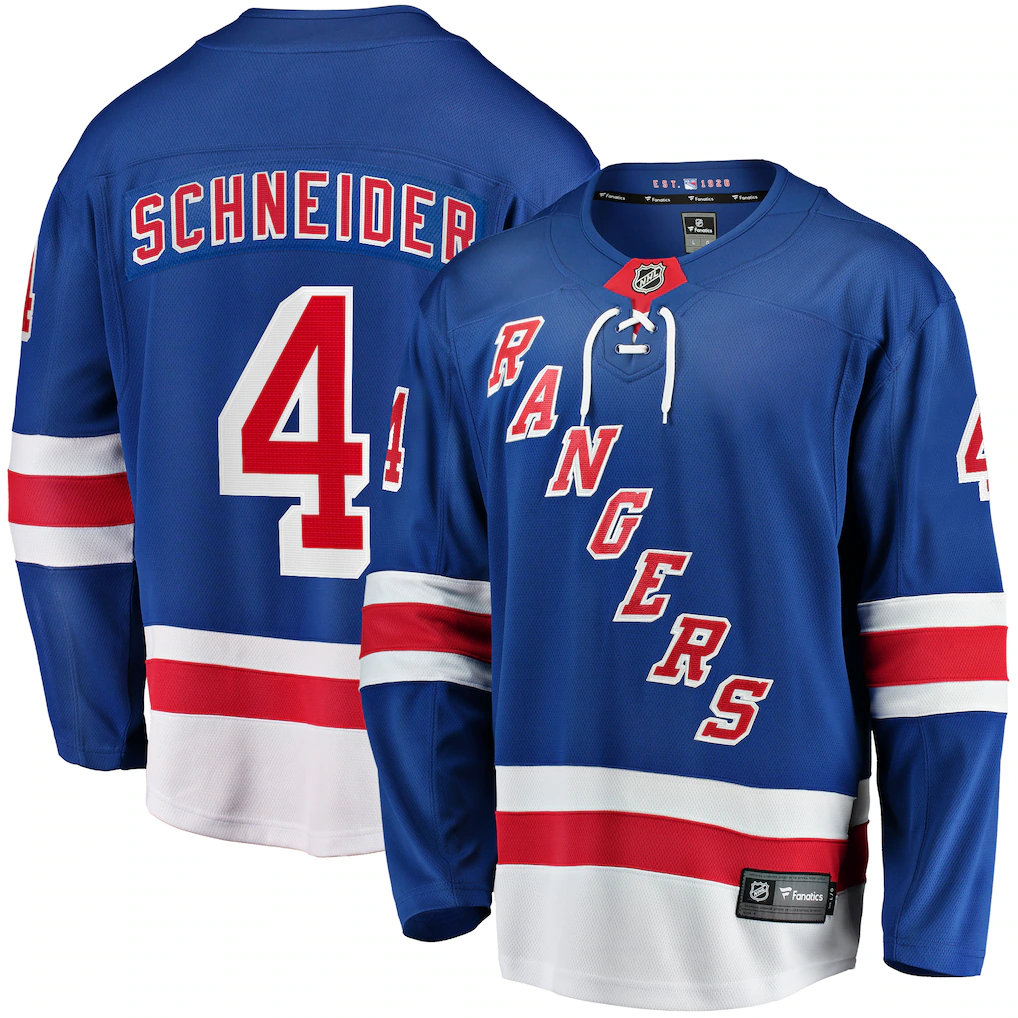 Men's New York Rangers Braden Schneider #4 Fanatics Blue Home Breakaway Player Jersey