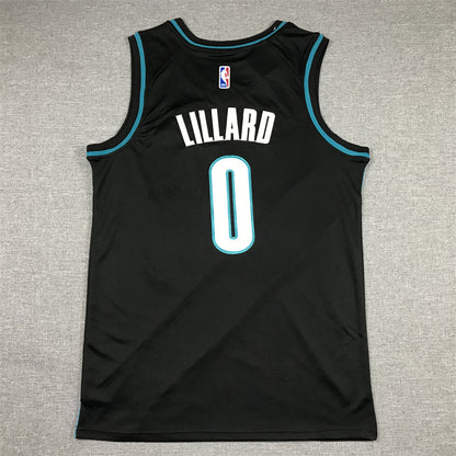 Men's Portland Trail Blazers Damian Lillard #0 Black 2022/23 Fastbreak Jersey1 - City Edition