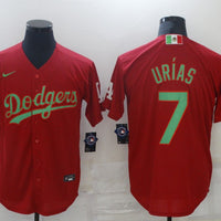 Men's Los Angeles Dodgers Julio Urias #7 Red Replica Baseball Jersey1