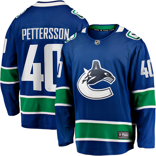 Men's Vancouver Canucks Elias Pettersson #40 Fanatics Blue Home Breakaway Jersey