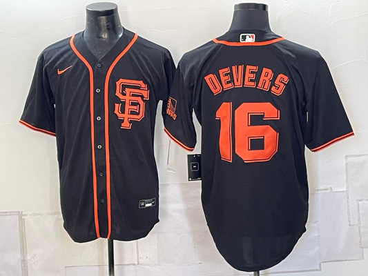 Men's San Francisco Giants Rafael Devers #16 Black Replica Jersey