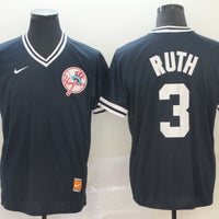 Men's New York Yankees Babe Ruth #3 Navy Replica Player Jersey1
