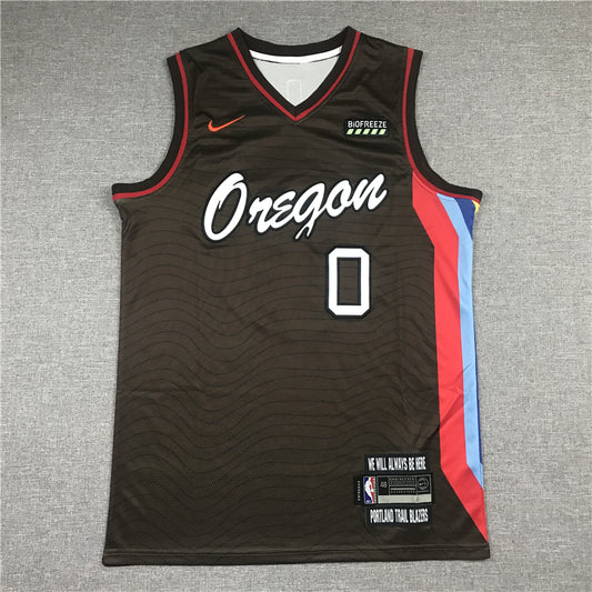 Men's Portland Trail Blazers Damian Lillard Brown Swingman Jersey1 City Edition