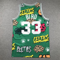 Men's Boston Celtics Larry Bird #33 Green Swingman Graffiti Edition Jersey1