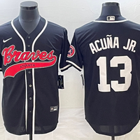 Men's Atlanta Braves Ronald Acuna Jr. #13 Black Replica Player Jersey1 Joint Edition