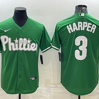 Men's Philadelphia Phillies Bryce Harper #3 Green Replica Player Jersey1