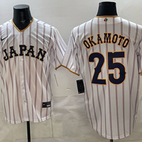 Men's Japan Baseball Kazuma Okamoto #25 White 2026 World Baseball Classic Home Stadium Jersey