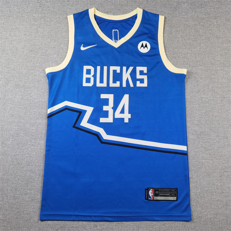 Men's Milwaukee Bucks Giannis Antetokounmpo #34 Royal 2024/25 Swingman Player Jersey1 - City Edition