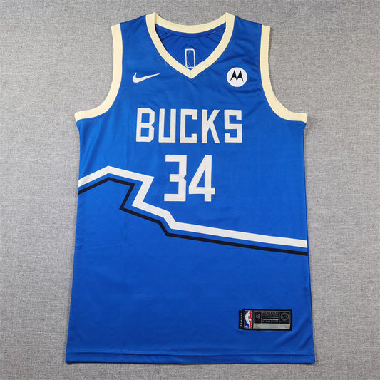 Men's Milwaukee Bucks Giannis Antetokounmpo #34 Royal 2024/25 Swingman Player Jersey1 - City Edition