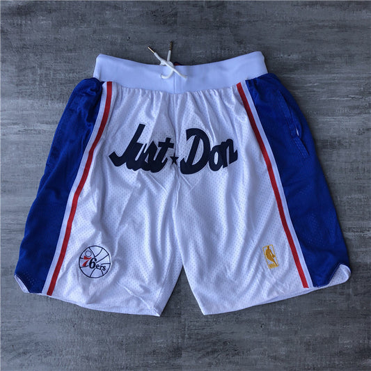 Men's Philadelphia 76ers White Basketball Shorts1