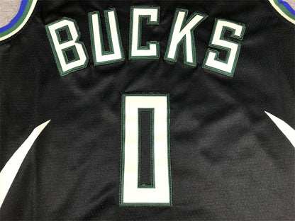 Men's Milwaukee Bucks Damian Lillard #0 Black Fast Break Player Jersey1 - Statement Edition