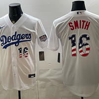 Men's Los Angeles Dodgers Will Smith #16 White USA 250 Fourth of July Home Stadium Jersey