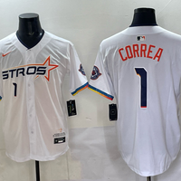 Men's Houston Astros Carlos Correa #1 White 2025 City Connect Limited Player Jersey