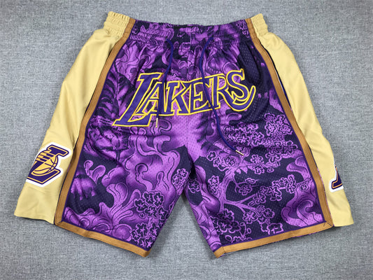 Men's Los Angeles Lakers Purple Year of the Tiger Edition Pocket Shorts1