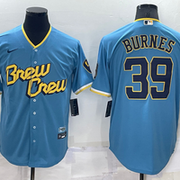 Men's Milwaukee Brewers Corbin Burnes #39 Blue Stitched Jersey1