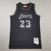 Men's Los Angeles Lakers LeBron James #23 Black 2018/19 Hardwood Classics Swingman Jersey1