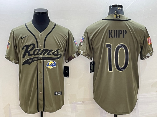 Men's Los Angeles Rams Cooper Kupp #10 Olive 2022 Salute To Service Limited Jersey1 Joint Edition