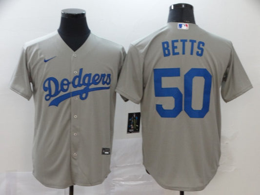 Men's Los Angeles Dodgers Mookie Betts #50 Gray Replica Baseball Jersey1