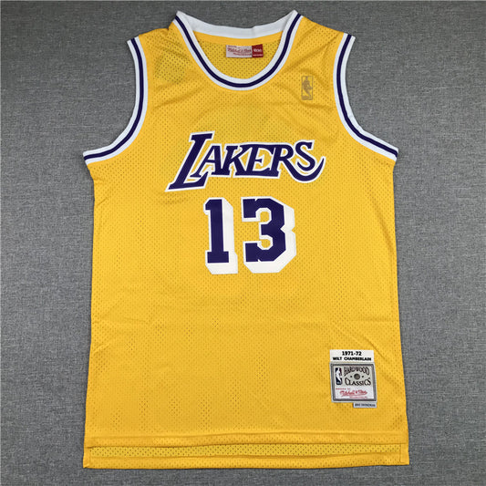Men's Los Angeles Lakers Wilt Chamberlain #13 Yellow Classics Swingman Jersey1
