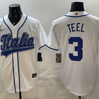 Men's Italy Baseball Nick Teel #3 White 2026 World Baseball Classic Stadium Jersey