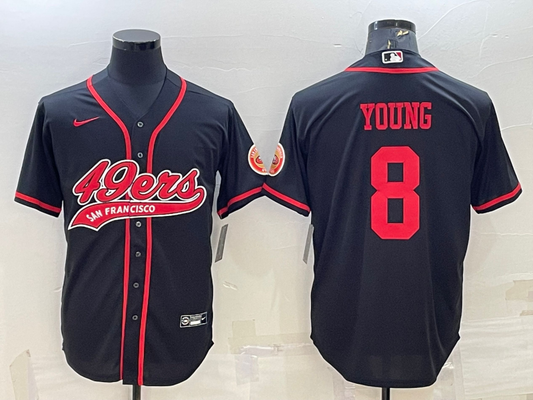 Men's San Francisco 49ers Steve Young #8 Black Game Jersey1 Joint Edition