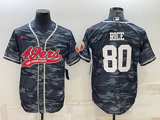 Men's San Francisco 49ers Jerry Rice #80 Grey Camouflage Game Jersey1 Joint Edition