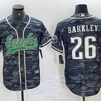 Men's Philadelphia Eagles Saquon Barkley #26 Grey Camouflage Game Jersey1 Joint Edition