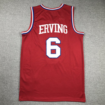 Men's Philadelphia 76ers Julius Erving #6 Red Hardwood Classics Swingman Jersey1