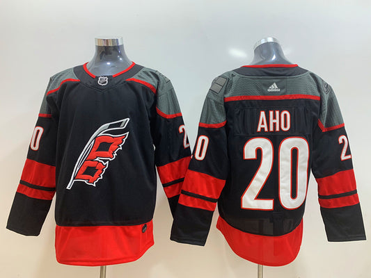 Men's Carolina Hurricanes Sebastian Aho #20 Black Home Breakaway  Player Jersey1