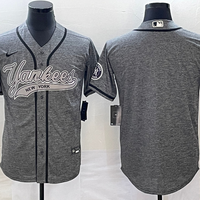 Men's New York Yankees Gray Replica Blank Jersey1 Joint Edition